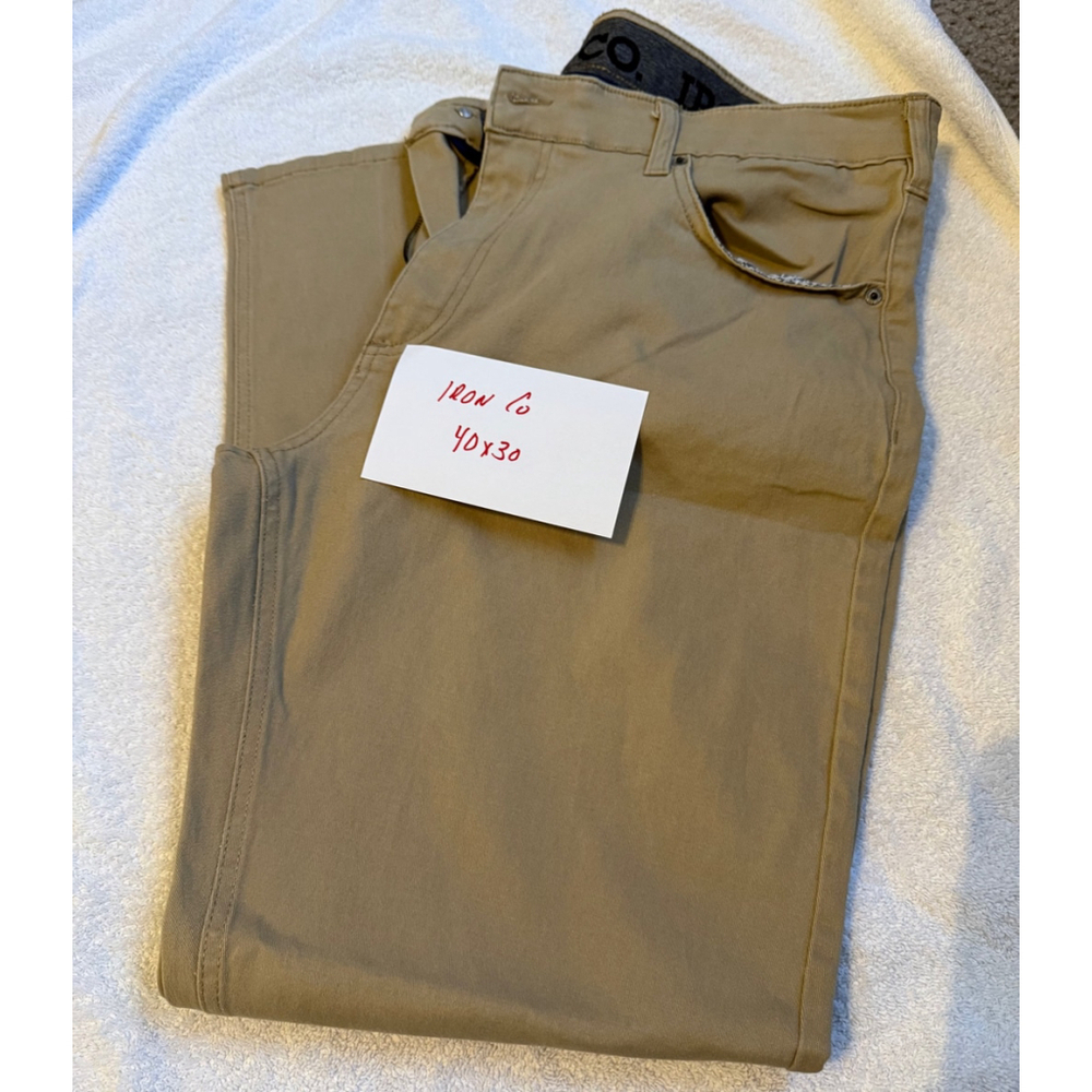 Iron Co Mens Chino Work Pants Tan 40x30